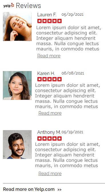 Yelp reviews